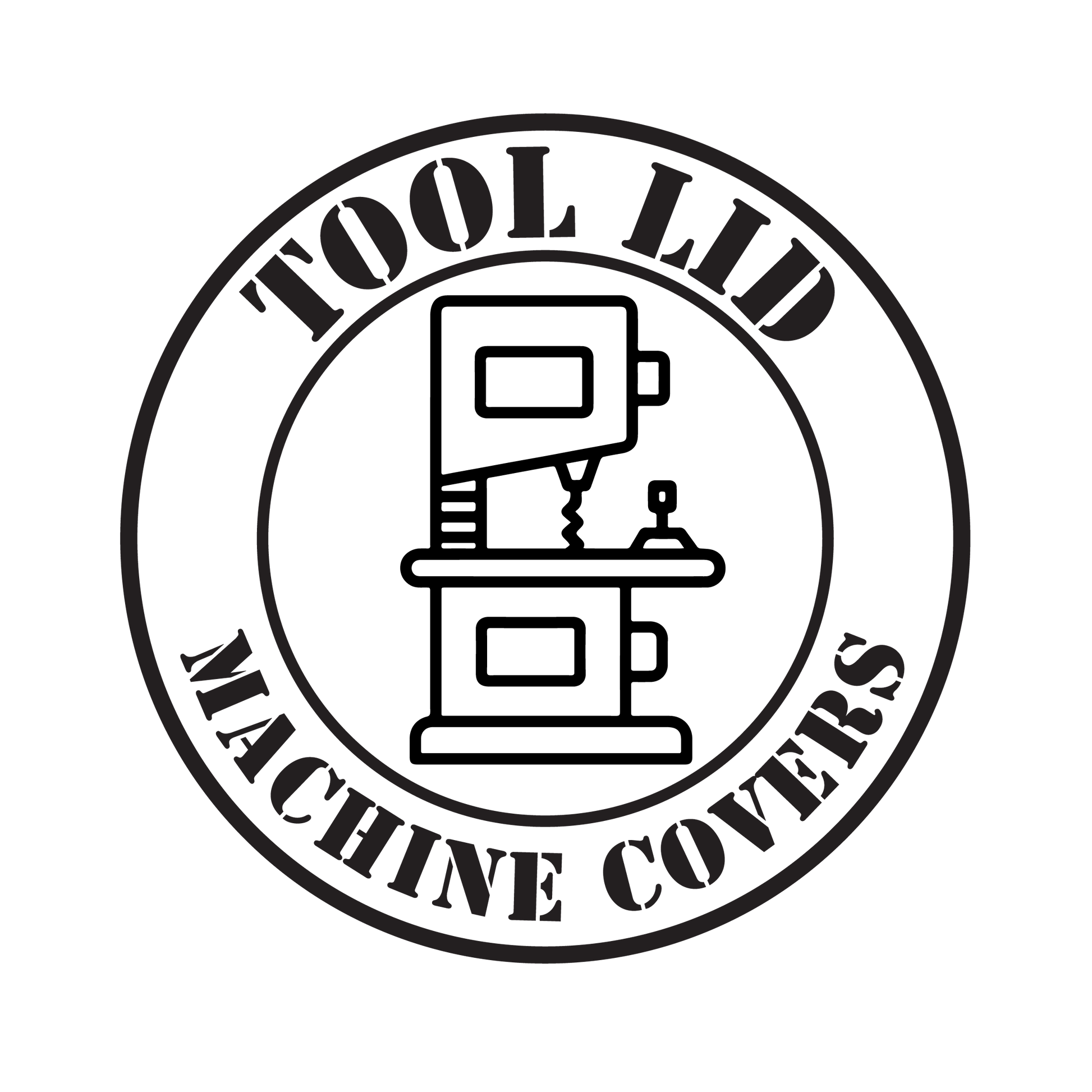 Tool Lid woven label with bandsaw line art